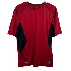 Nike Pro Combat Red & Black Short Sleeve Athletic T-Shirt